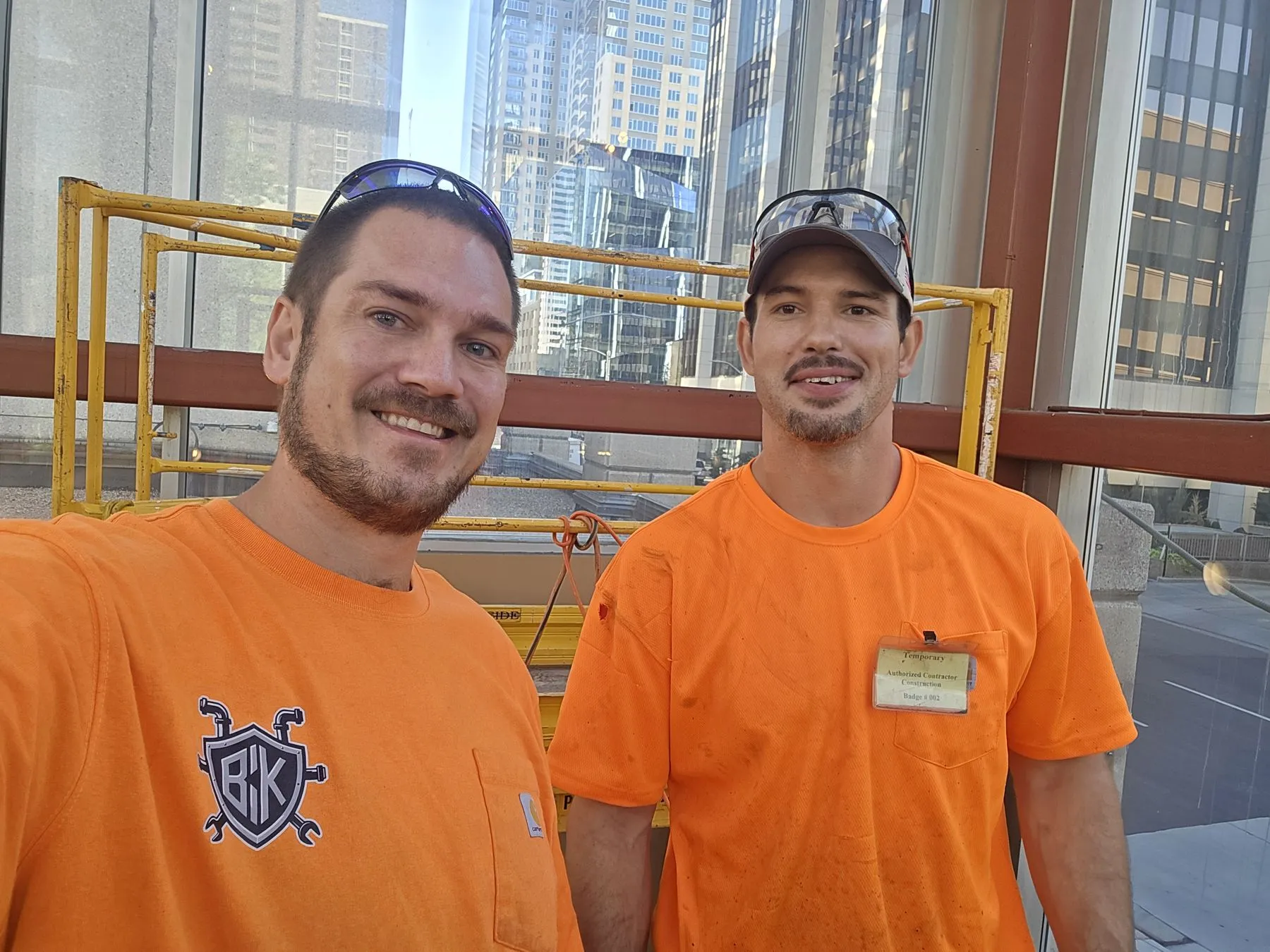 Saber Dean and Gadge Bell, the owners of Boiler & Chiller Killers, on a job site