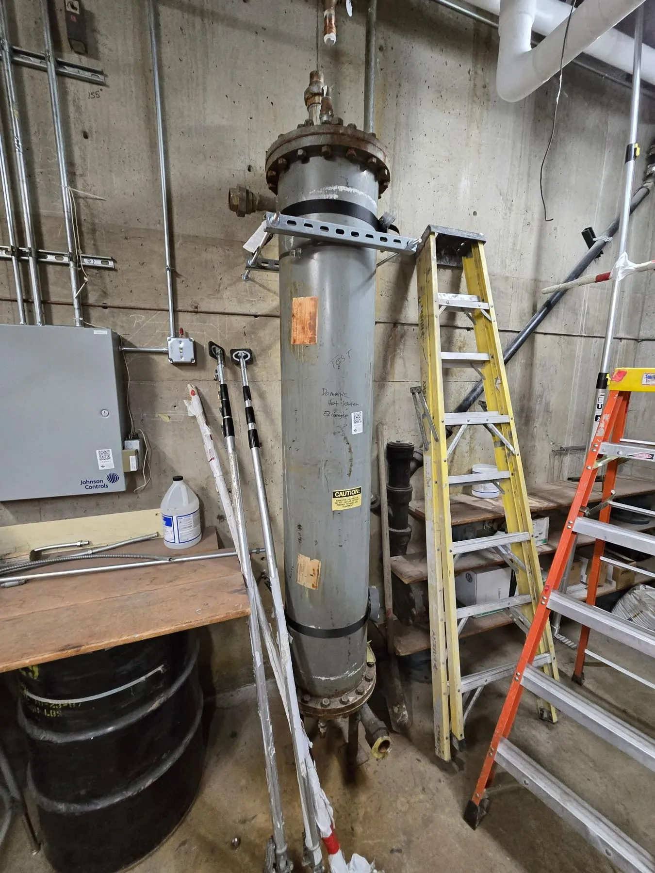 Before: Heat exchanger and piping runs
