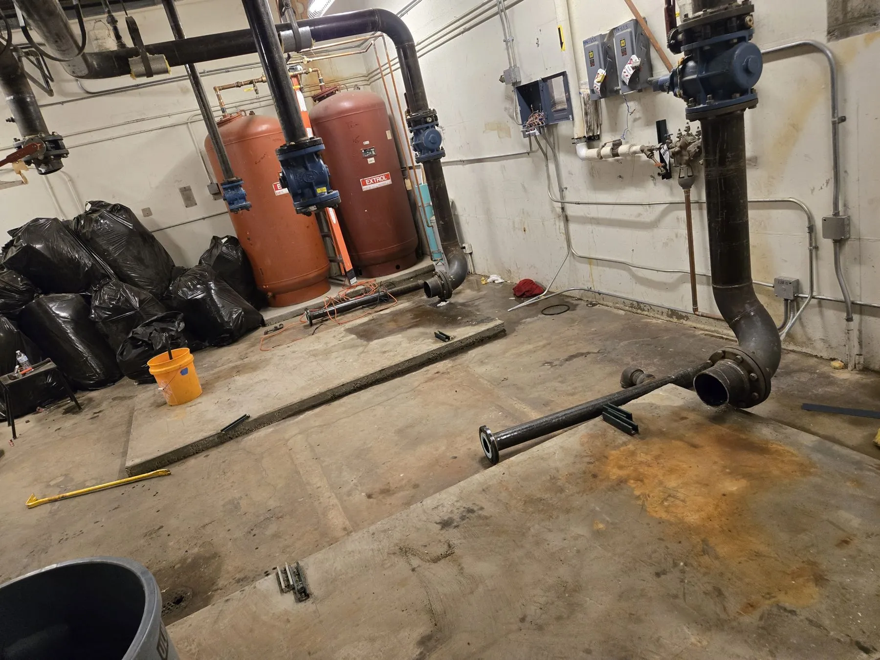 During: Boilers out, piping coming down