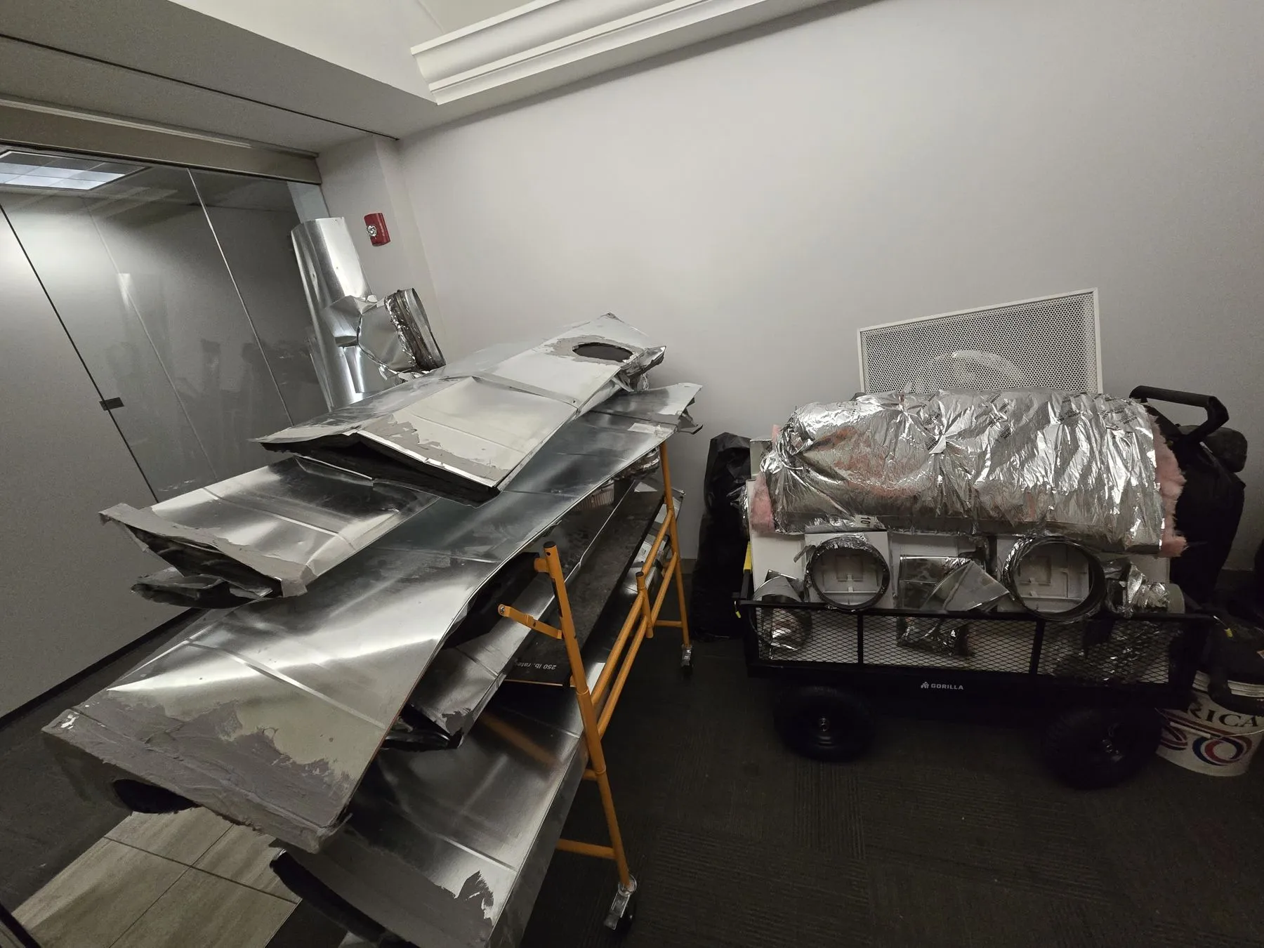 During: Floor 10, staged for the freight window