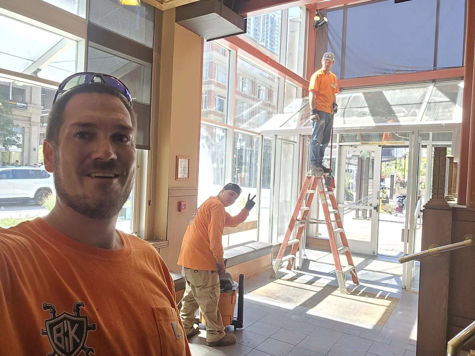 During: The crew in the atrium